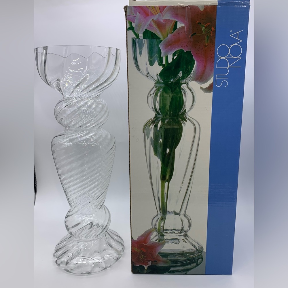 Vintage 16” Studio Nova Clear Elegant Clear Glass Vase/Votive Candle Holder USA